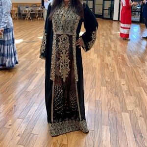 Elegant Black and Gold Embroidered Dress